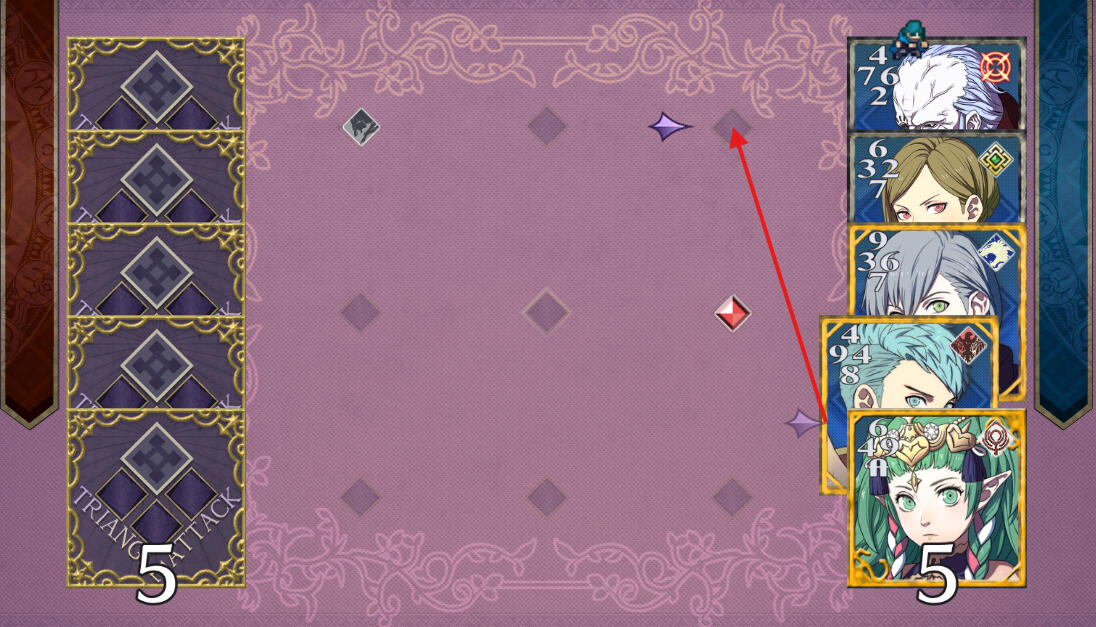 A screenshot of the Triangle Attack battlefield. A unit is selected and ready for deployment.