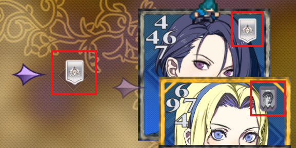 A screenshot of two Triangle Attack cards. Their banner icons are compared to a territory on the battlefield.