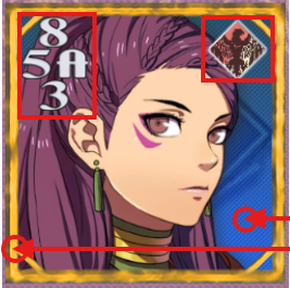 A screenshot of a Triangle Attack card. Different elements of the card are highlighted.